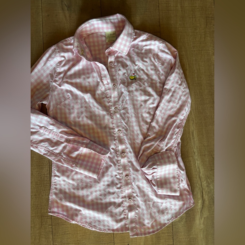 Masters Golf Women Pink Gingham Button-Up Shirt
